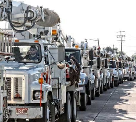 Utility Trucks Repair Hurricane Damage